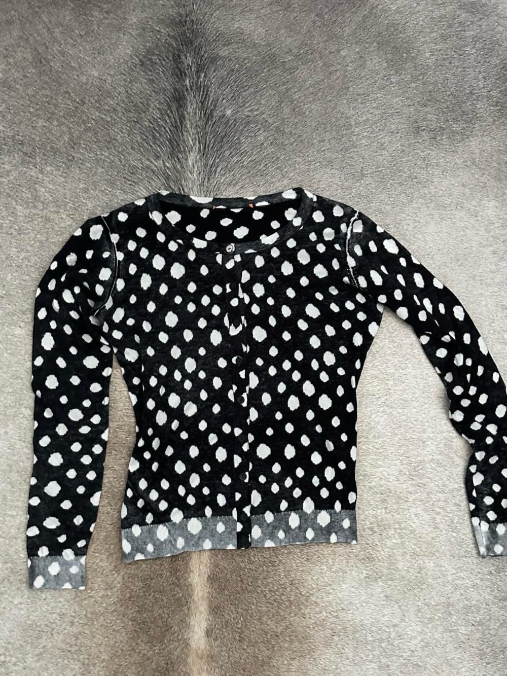 Hugo Boss Black and White Polka Dot Cardigan Sweater